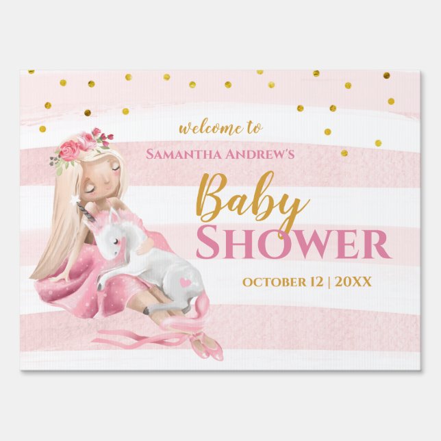 It's a Girl Beautiful Ballerina Baby Shower Sign (Front)