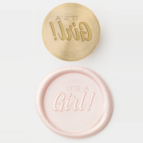 Its A Girl Birth Announcement Gender Reveal Pink Wax Seal Stamp