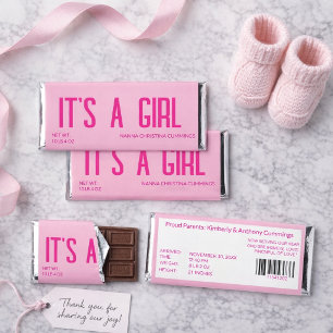 It's A Girl Birth Announcement Hershey Bar Favors