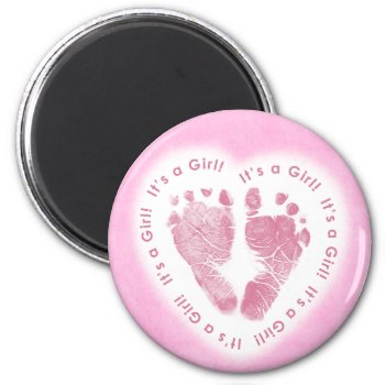 It's A Girl Birth Announcement Magnet by artladymanor at Zazzle