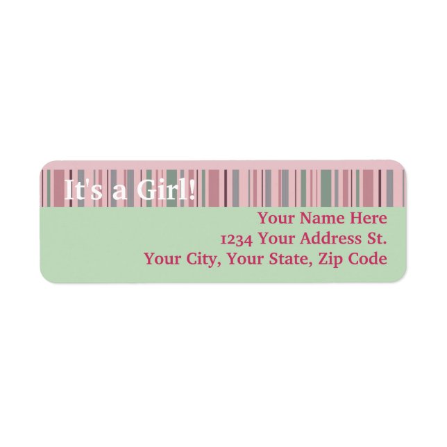 It's a Girl Birth Announcement or Baby Shower Label (Front)