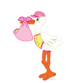"It's a Girl" Birth Announcement Stork Lawn Sign (Front)