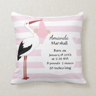 It's a Girl Birth Stats Square Pillow
