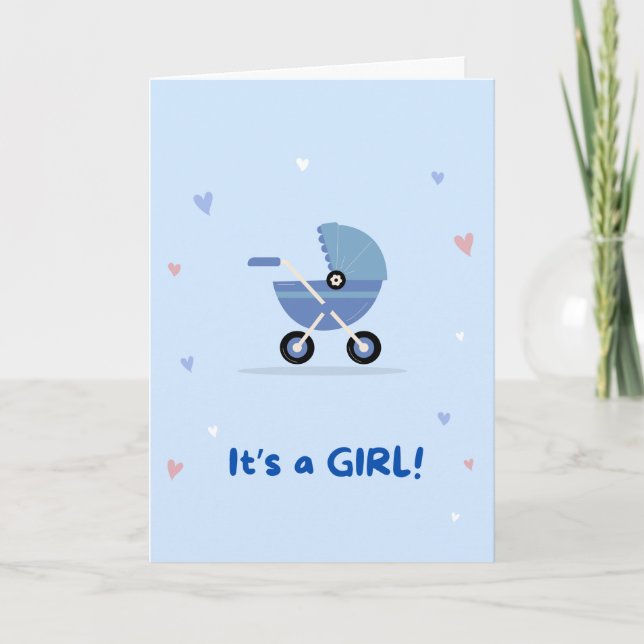 Its a girl (blue card) holiday card (Front)