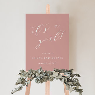 It's a Girl Blush Pink Baby Shower Welcome Sign