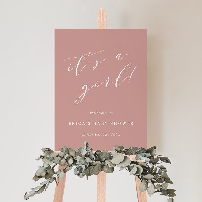 It's a Girl Blush Pink Baby Shower Welcome Sign (Creator Uploaded)