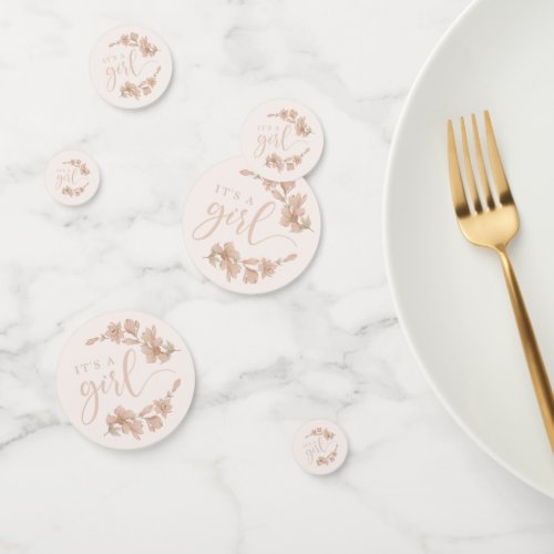 Its a Girl Blush Pink Floral Baby Shower Confetti