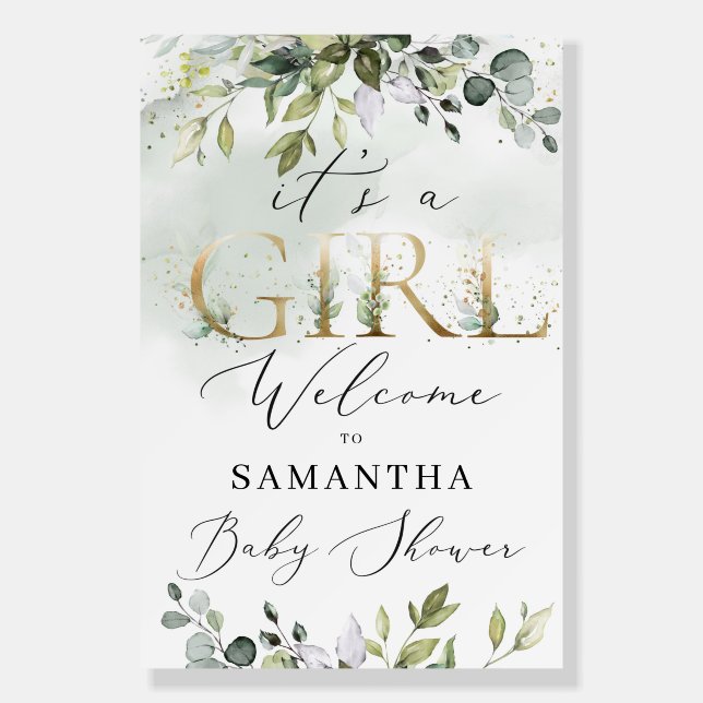 It's a girl boho greenery eucalyptus welcome sign (Front)