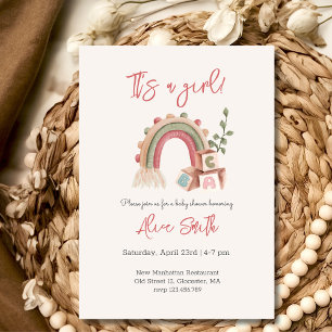 It's a girl boho rainbow Baby shower Invitation