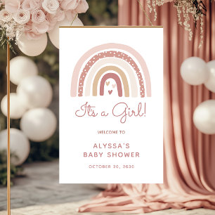 It's A Girl Boho Rainbow Baby Shower Welcome Poster