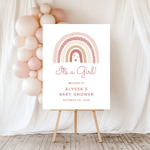 It's A Girl Boho Rainbow Baby Shower Welcome Sign