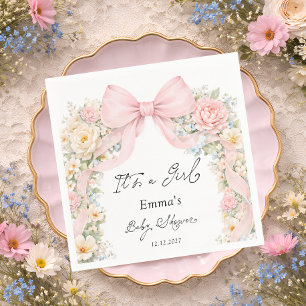 It's a Girl Bow Coquette Bow Baby Shower Napkins