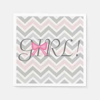 It's A Girl! Bow Themed Baby Shower Napkins by CardinalCreations at Zazzle