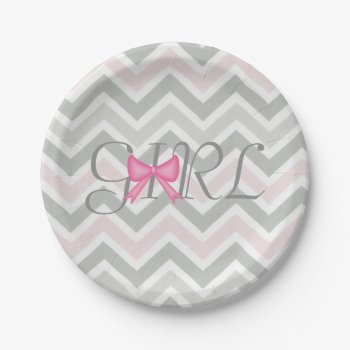 It's A Girl Bow Themed Baby Shower Paper Plates by CardinalCreations at Zazzle