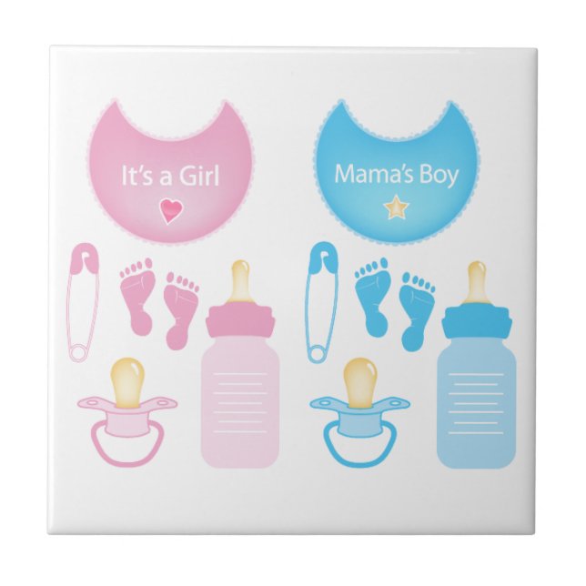 its a girl boy ceramic tile (Front)