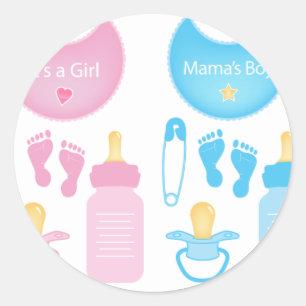 its a girl boy classic round sticker