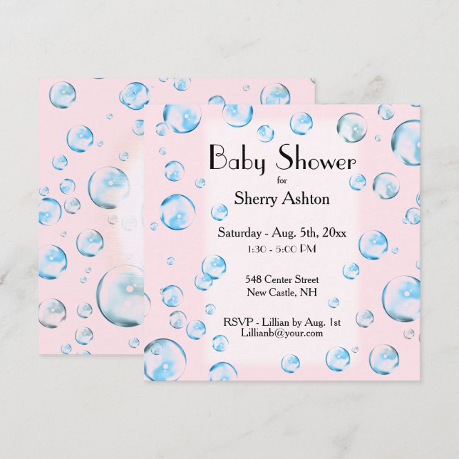 It's a Girl Bubble Baby Shower Invitation (Front/Back)