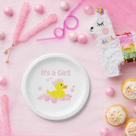 It's a Girl Bubble Baby Shower Paper Plates
