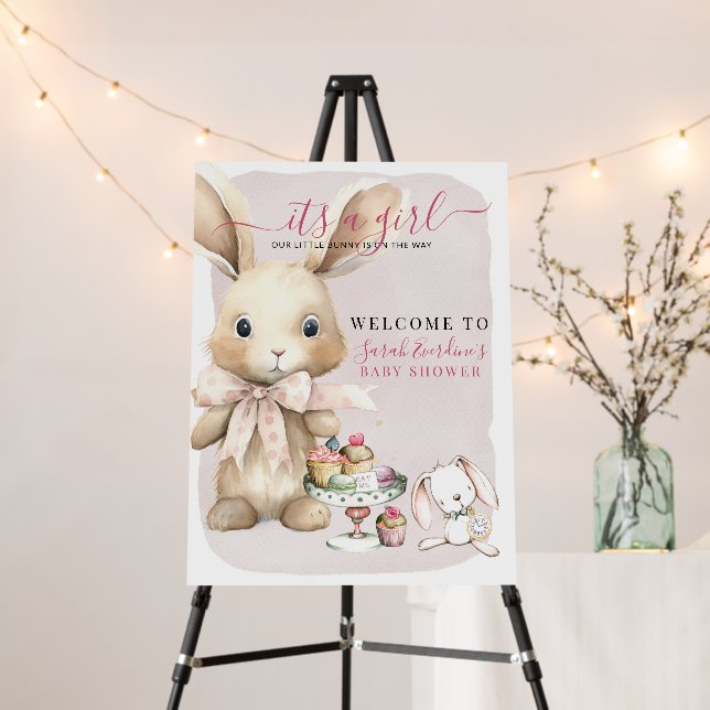 It's A Girl Bunny Baby Shower Foam Board (In Situ (Stand))