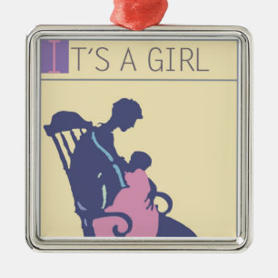 <It's a Girl> by Steve Collier Metal Ornament