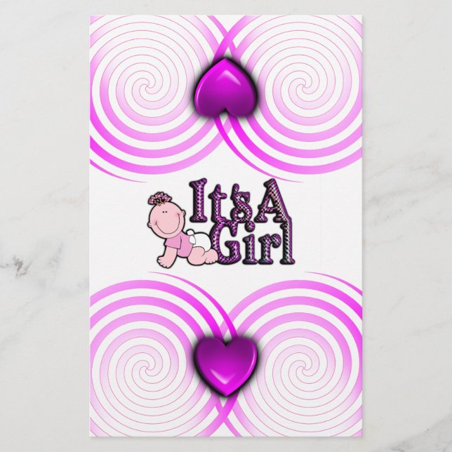 It's A Girl Checked Text w/Baby Candy Bar Wrapper (Front)