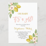 It's a Girl citrus Lemons Baby shower girl Invitation