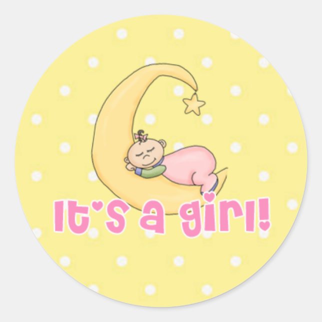 It's a Girl! Classic Round Sticker (Front)