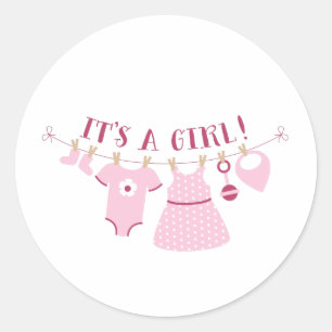 Its A Girl Classic Round Sticker