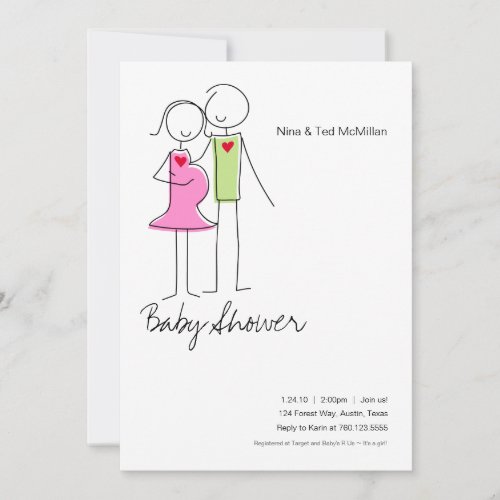 It's a Girl, Coed Baby Shower Invitations, 5x7