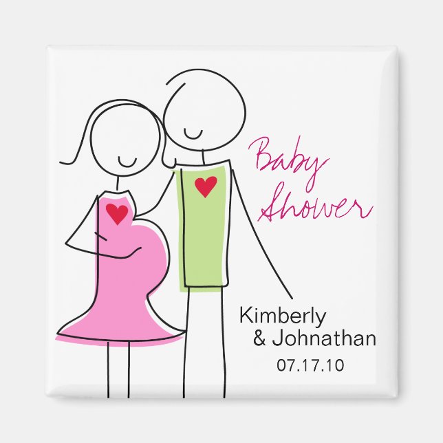 It's a Girl, Coed Baby Shower Magnet Favors (Front)