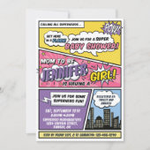 Its A Girl Comic Book Superhero Baby Shower Invitation (Front)