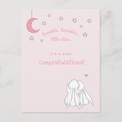 Its a girl Congratulations _ Cute Rabbits Postcard