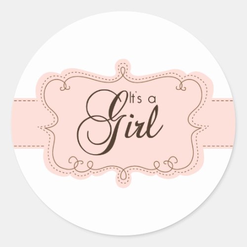 Its a Girl Cupcake ToppersStickers Classic Round Sticker