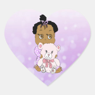 It's a Girl Cute Baby and Teddy Bear Heart Sticker