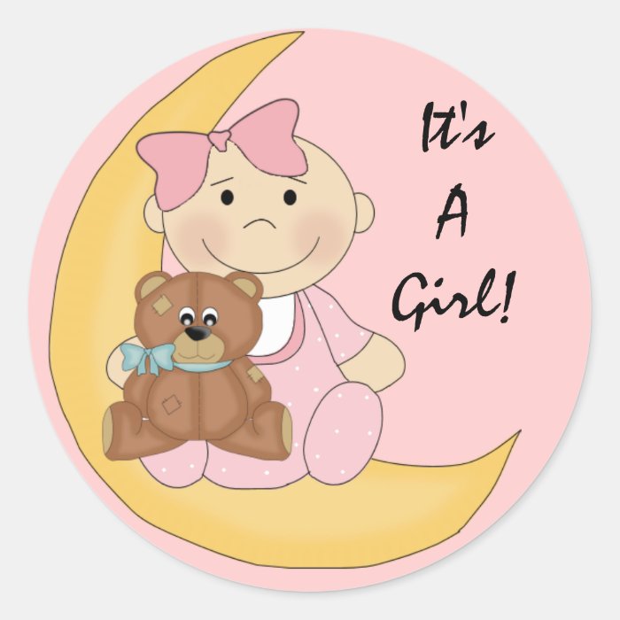 It's A Girl   Cute Baby Cartoon Stickers