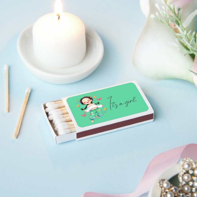 "It's a Girl" Cute Baby Girl Matchbox Favor Matchboxes (Insitu)