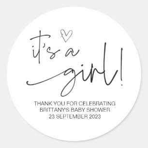 It's a Girl Cute Baby Shower Favor Classic Round Sticker