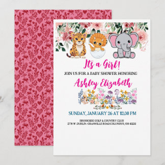 Its a girl cute baby shower invitation card