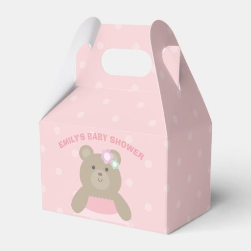 Its a Girl Cute Bear Cub Elegant Pink Baby Shower Favor Boxes