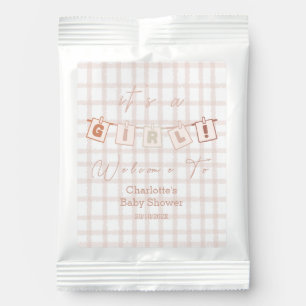 It's a Girl Cute Brown Gingham Notedry Baby Shower Lemonade Drink Mix