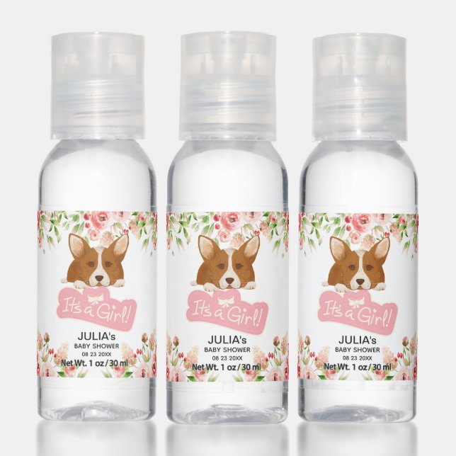 It's a Girl | Cute Corgi Baby Shower  Hand Sanitizer (Set)