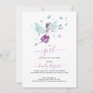 It's a girl -Cute fairy with butterflies Save The Date