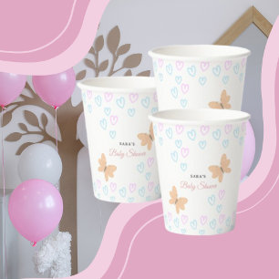 It's a Girl Cute handdrawn butterflies Baby Shower Paper Cups