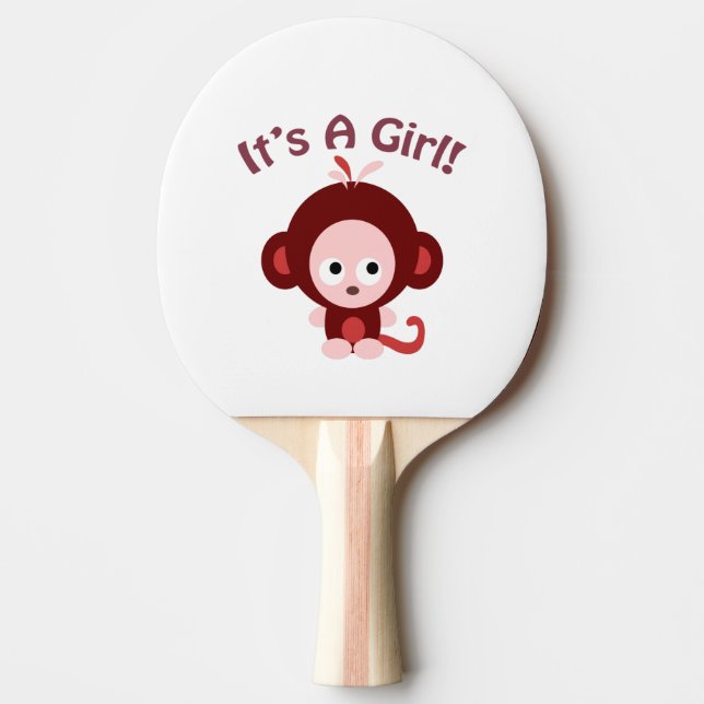 It's a girl! Cute Monkey Ping-Pong Paddle (Front)