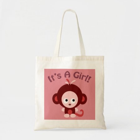 It's A Girl! Cute Monkey Tote Bag