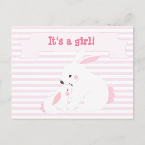 Its a girl Cute Mother  Baby Bunny Postcard