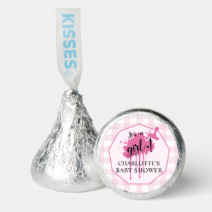 It's a Girl Cute Pastel Pink Gingham Baby Shower Hershey®'s Kisses®