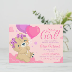 Its a Girl Cute Pink Baby Shower Invitation