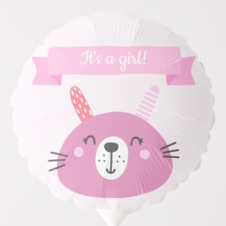It's a girl! | Cute Pink Bunny Baby Shower Balloon
