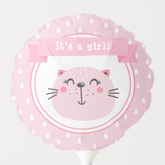 It's a girl! Cute Pink Cat - Baby Shower